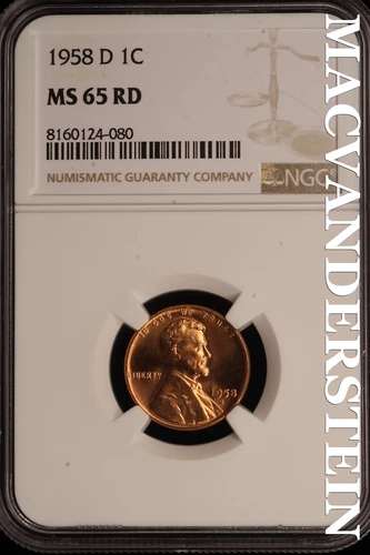 1958-D Lincoln Wheat Cent - NGC MS 65 RD - Brilliant Uncirculated  #SLE175