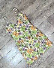 Zara Groovy Mod Hippie Colorful Retro Floral Mini Dress Women’s XS