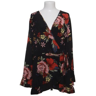 Boohoo, Wickelbluse, Größe: 48, Schwarz/Mehrfarbig, Polyester, Blumen #gWF