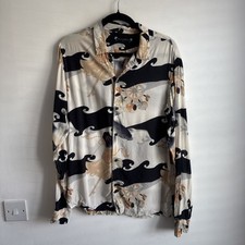 ALL SAINTS Shirt Mens XS Extra Small Multi Pisces Viscose Oriental Fish