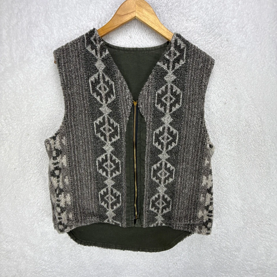 Carhartt Vest Aztec Pile Lining Mens Small VP166 Dark Olive Green - Image 3 of 4