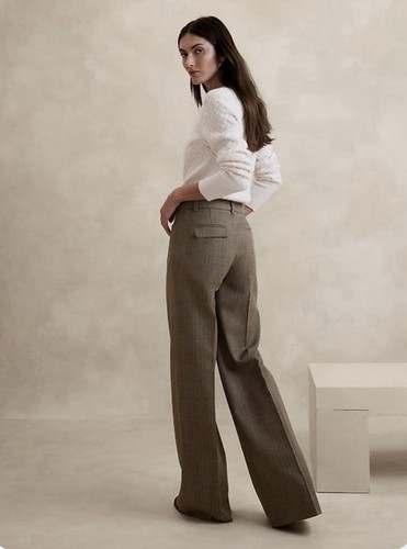 Banana Republic Womens High Rise Wide leg Italian Herringbone Pants Size 10 NWT - Picture 2 of 9