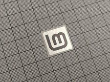 5 x Silver  Black Linux Mint v2 Stickers For The Computer Case