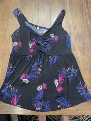 Torrid Size 4 Feather and Floral Tank Top Sleeveless Blouse