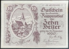 10 Heller Ruppersthal 1920 emergency money voucher Austria #16.02.a4