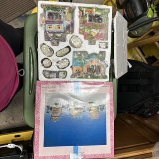 10 Piece Easter Village Set Rabbits Figures Bridge Buildings Light Up NEW