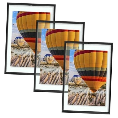 , 12x18 Floating Picture Frame Aluminum, Tempered Clear Glass Displays Any