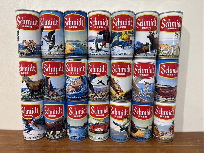 Schmidt Beer Cans Set Of 21 Cans Wildlife + Adventure Scenes