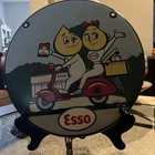 VINTAGE ESSO GASOLINE PORCELAIN SIGN GAS STATION PUMP PLATE MOTOR OIL SERVICE
