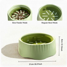 Dual-mode Pet Bowl For Dogs Cats- Slow Feeder Regular Dish Light Green Dual-mode Pet Bowl For Dogs Cats- Slow Feeder Regular Dish Light Green
