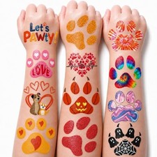 96 PCS Paw Print Temporary Tattoos for Kids Birthday Party Favors