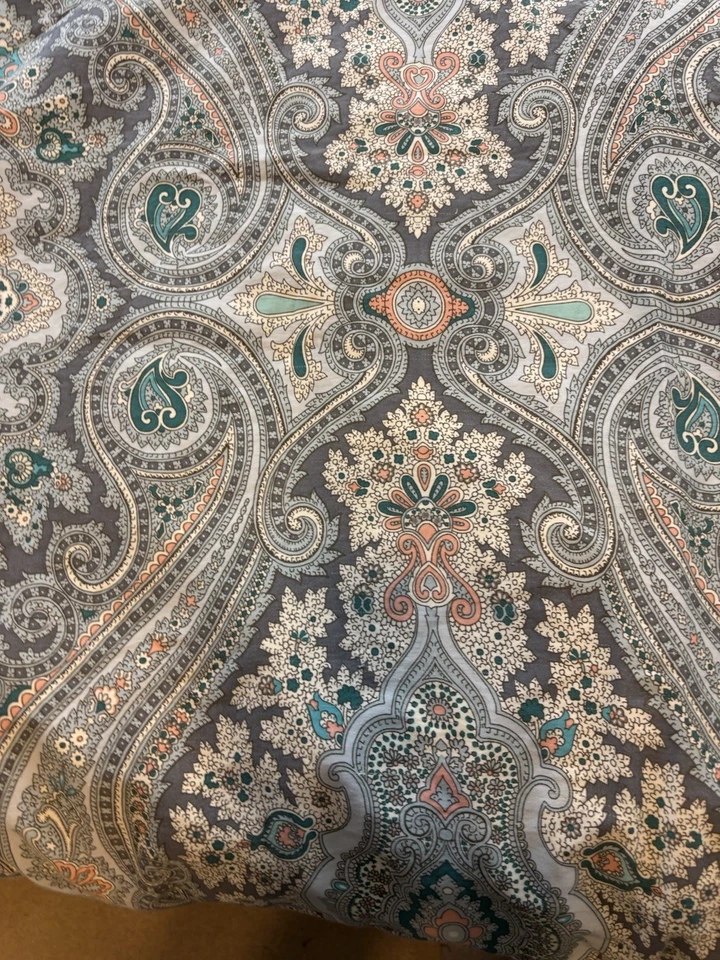 Funda Nórdica Echo Paisley King Azul Verde Algodón Boho Hippy Reversible Foto 3 de 4