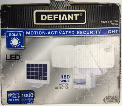 Defiant Motion Activated Flood Light Solar 1000 Lumens 180 Degree