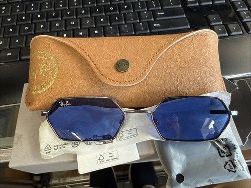 Sunglasses Ray Ban 3728 Yevi 003/80 55 18 145 Silver Blue Lens New 100% Authenti