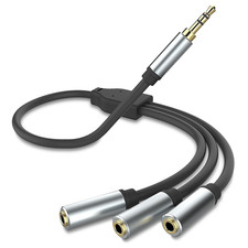 3.5Mm Stereo Audio Splitter Cable, Gold Plated 3.5Mm 1/8" TRS 1 Male to 3 Fema