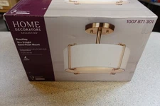 Home Decorators Collection Brookley 14 in. 2-Light Brushed Gold Semi-Flush Mount