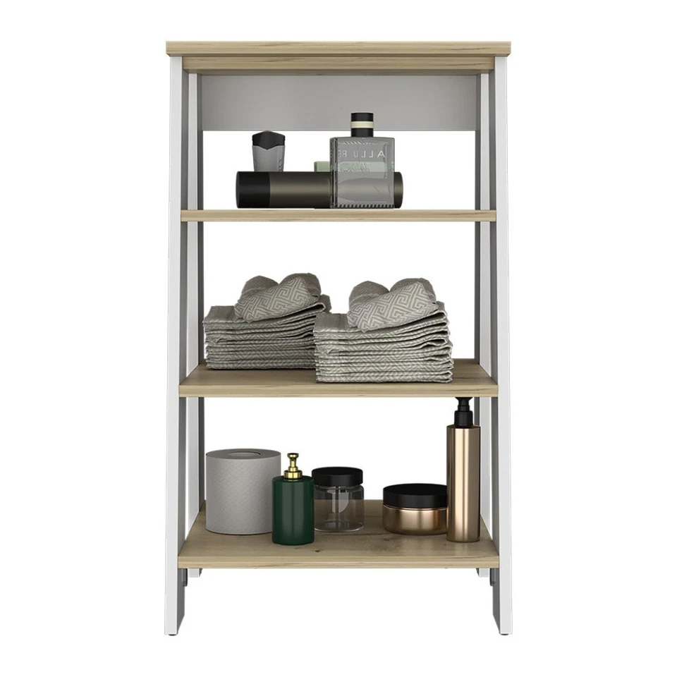 Cabinet with four open shelves and four legs Light oak/white finish - Image 4 of 4