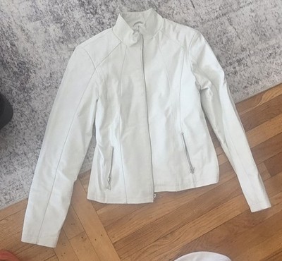 Vintage Oscar Leopold Cream Leather Moto Jacket Medium Cafe Racer Full Zip