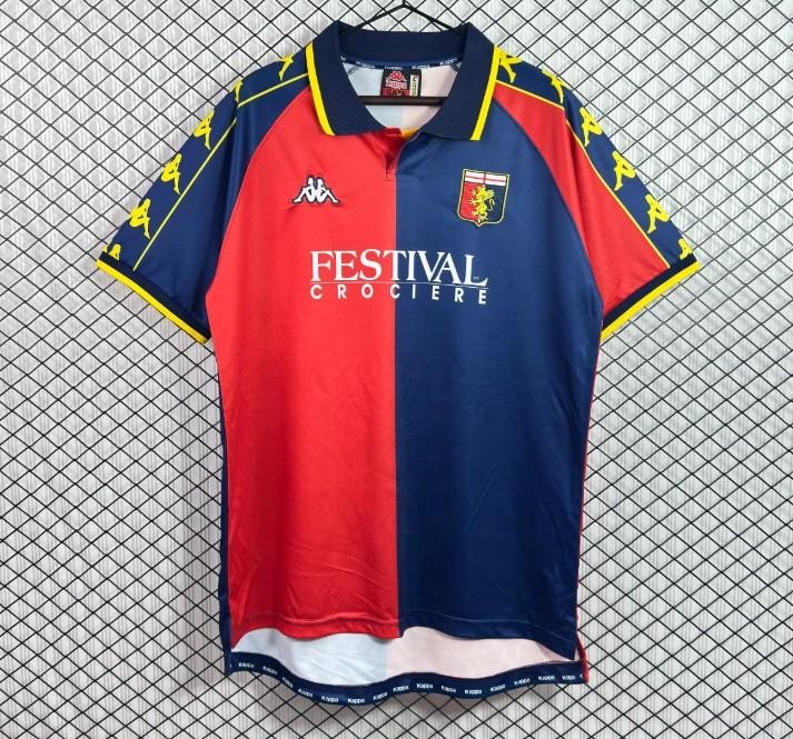 Genoa CFC Vintage Split Red Blue Home Retro 99-00 Jersey