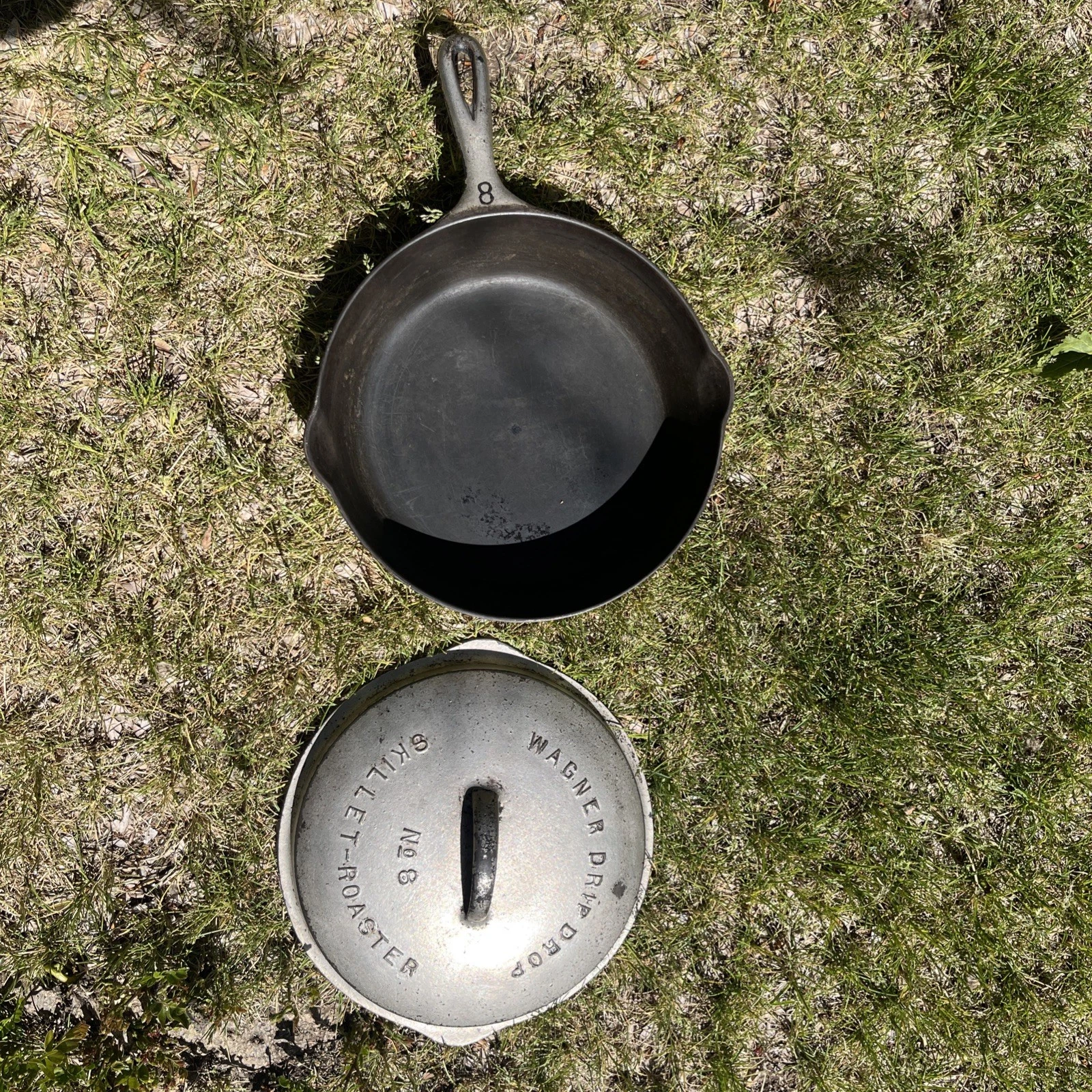 vtg Antique Wagner Ware 1088A #8 Deep Skillet Roaster w Drip Drop Lid 1081 Nice!