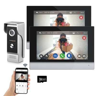 Wired Video Intercom System Tuya WiFi 7 Inch Touch Screen 1080P Doorbell