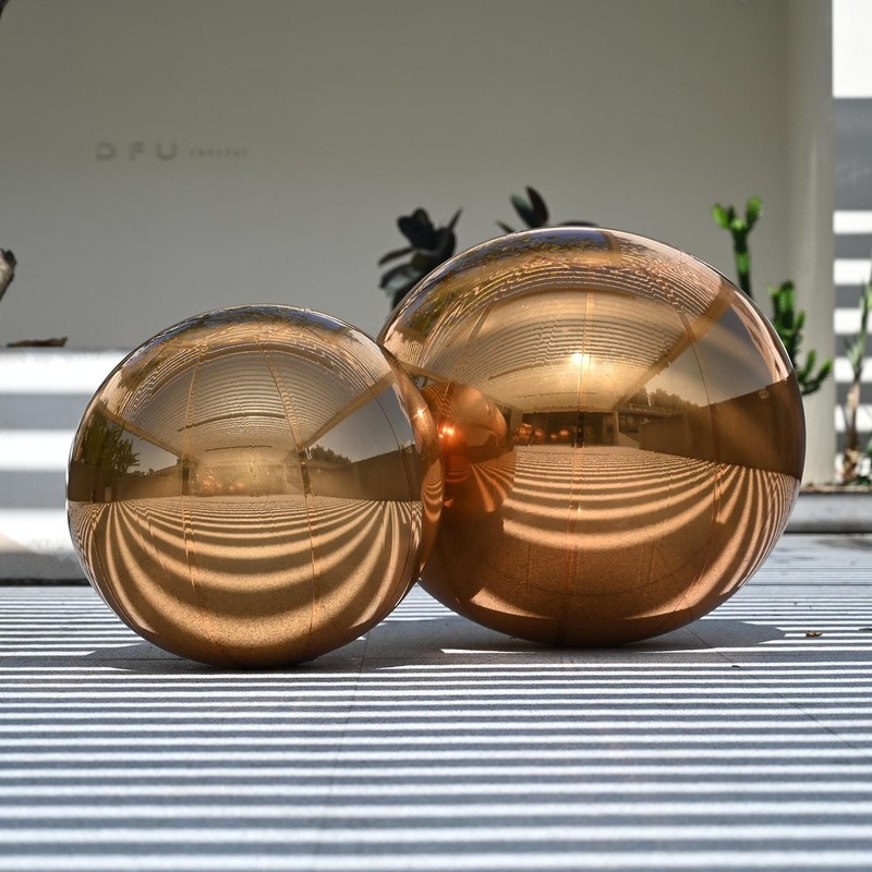 Yescom 2PCS Big Shiny Inflatable Mirror Ball Set 20" 32" Giant PVC Hanging Gold