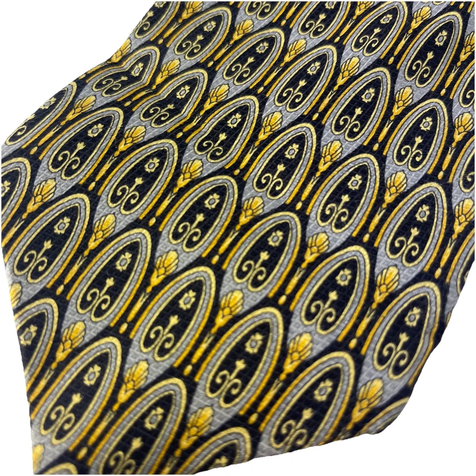 GIANNI VERSACE Corbata Alta Costura Vintage Años 90 100% Seda Negro Dorado Hecho en Italia Foto 3 de 4