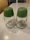 Vintage Federal Housewares Salt & Pepper Shakers Glass Avocado Green MCM