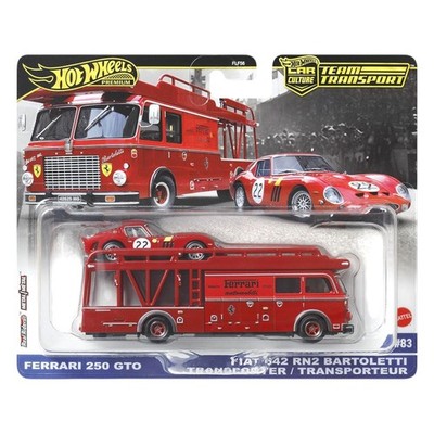 1:64 Hot Wheels Premium 2025 Team Transport JBM37 Fiat 642 Bartoletti + Ferrari 