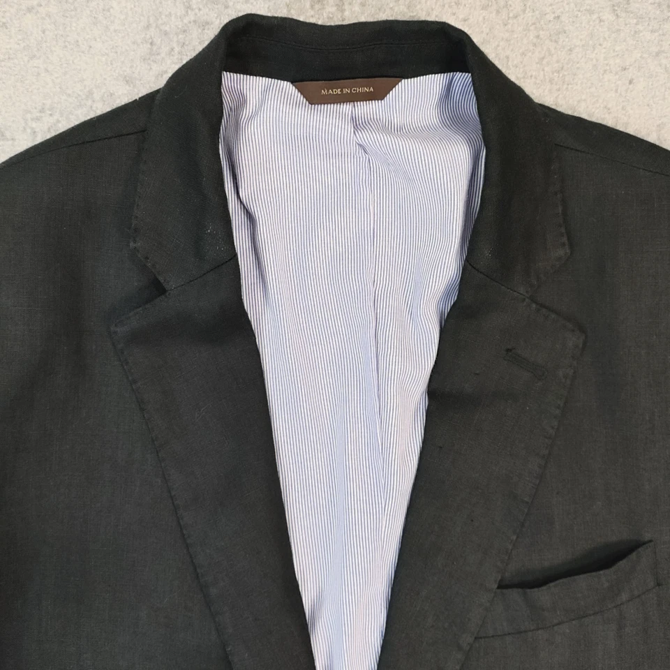 Мужской льняной блейзер Tasso Elba Island XL 45-47 черная спортивная куртка без пуговицы - Изображение 2 из 4