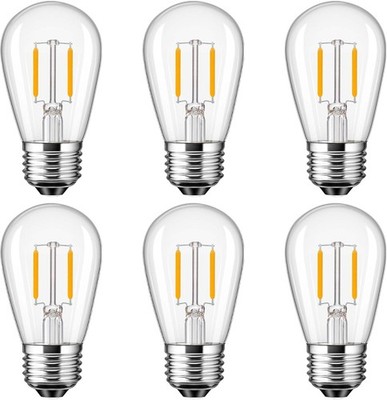 S14 String Replacement LED Bulbs - Clear Glass Warm White 1.5W for Outdoor Decor