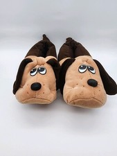 Vintage Pound Puppies Plush Dog Slippers Brown Size S 5-6 Rare 1980s