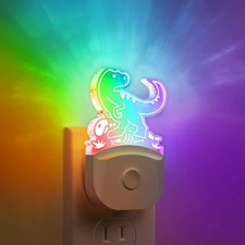 Dinosaur Night Light for Kids 2 Pack, 8 Color Changing Plug in Night Lights f...