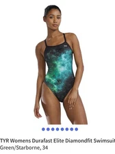 TYR Women's Durafast Elite Diamondfit Swimsuit Green 34 M