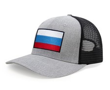 Russian Flag Hat for Men Women - Snapback Trucker Baseball Cap (Grey Black)