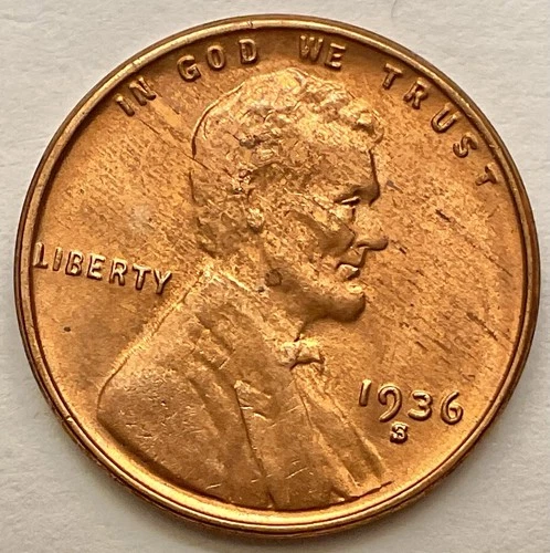 1936-S  Choice Uncirculated BU Red RD - Lincoln Wheat Cent  ~ B716