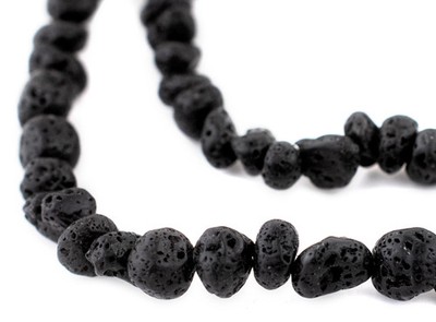Black Nugget Lava Beads 8mm Gemstone 15 Inch Strand