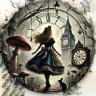 Enchanting Round Tin Metal Signs Home Décor Vintage Alice in Wonderland Theme