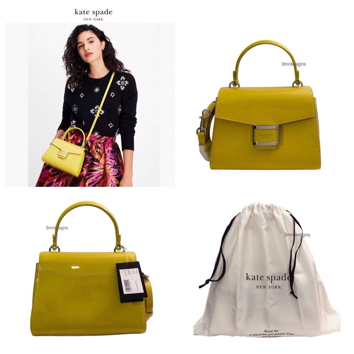 NWT Kate Spade KATY Patent Leather Top Handle Purse/Crossbody Bag+