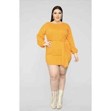 Fashion Nova Yellow Sweatshirt Mini Dress Size Large