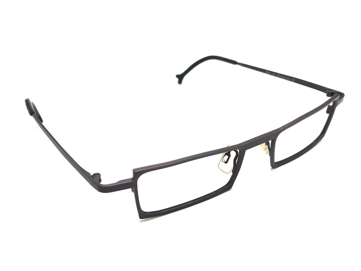 THEO XM Plum Purple Rectangular Metal Eyeglasses Frames Vintage