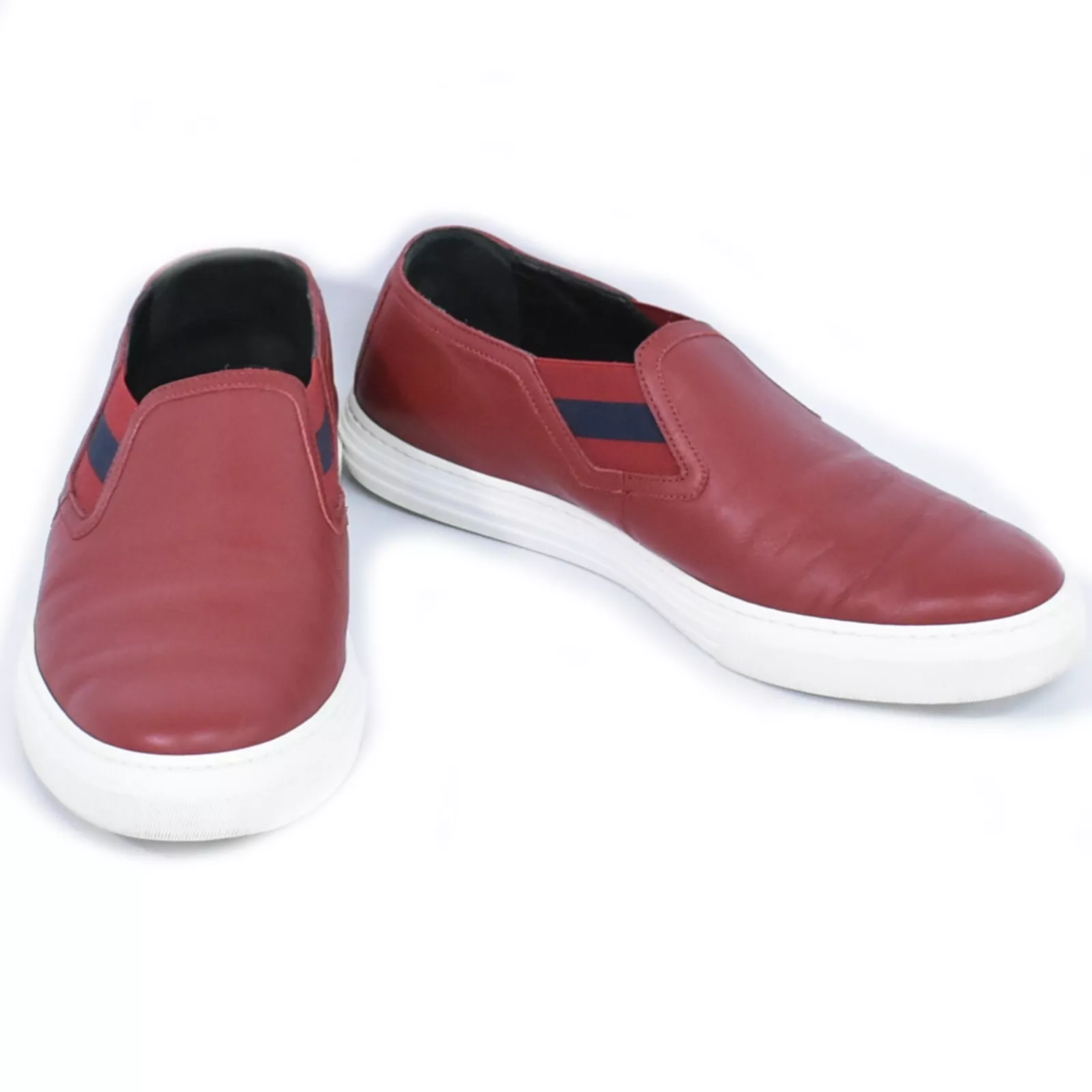 Baskets à enfiler en cuir GUCCI homme bordeaux #8