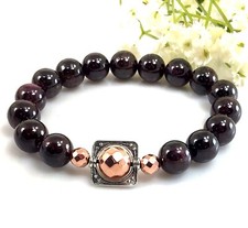 Natural Dark Red Garnet Bracelet stretchy healing gemstone for women