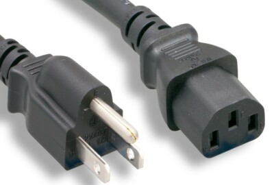 15ft AC Power Cord, NEMA 5-15P/IEC320 C13, 16 AWG 13A 13 Amp UL CSA