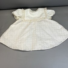 Toddler Girl 2T Ivory Lace Overlay Square Collar Homemade 70s 80s Dress Vintage