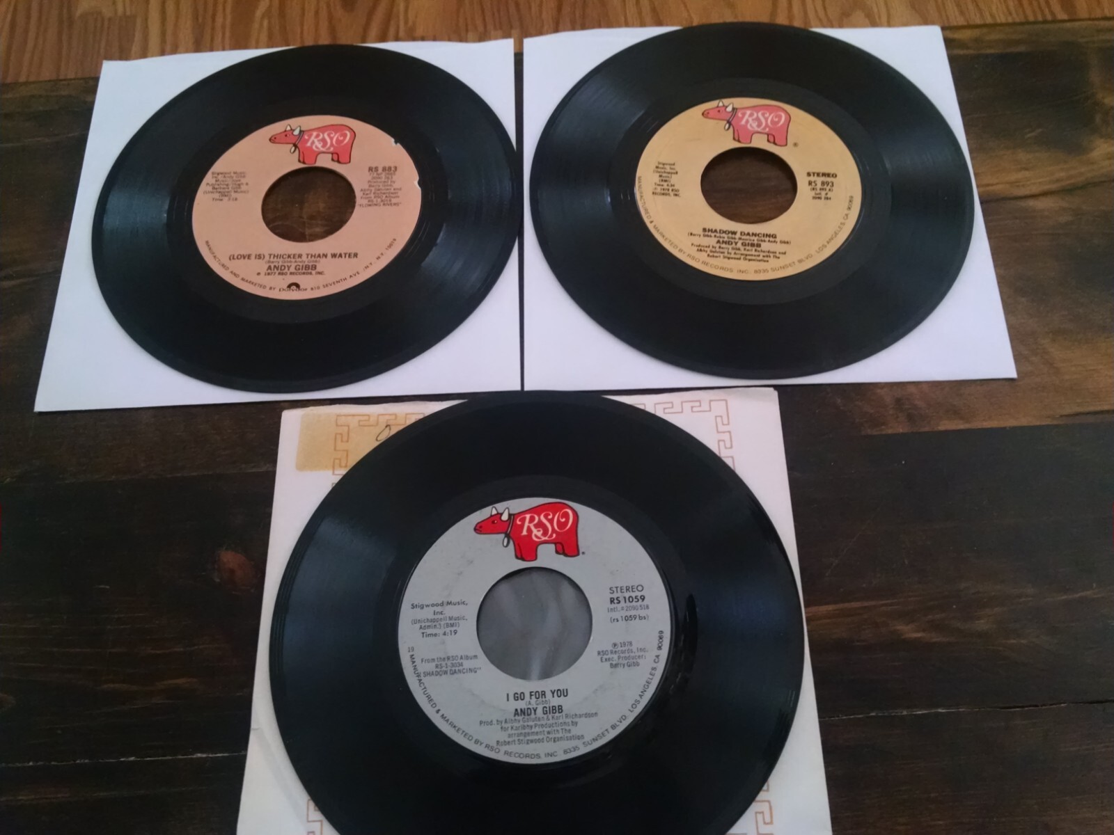 Andy Gibb 45 rpm records lot of three 