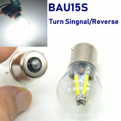 2x BAU15S 7507 4W COB LED Car Turn Signal Reverse Lamp 12-24V Glass Cover White