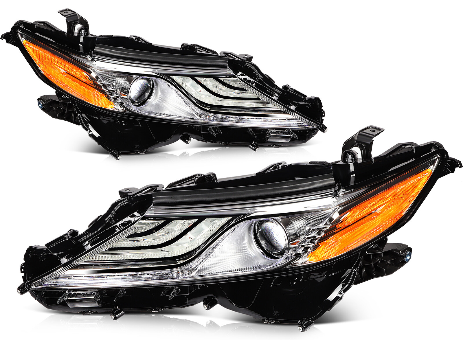 2021-2023 Toyota Camry XLE Chrome Housing Headlight Assembly Pair LH RH