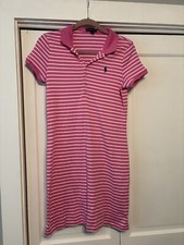 Polo Ralph Lauren Striped  Cotton Polo Dress Size M Pink White