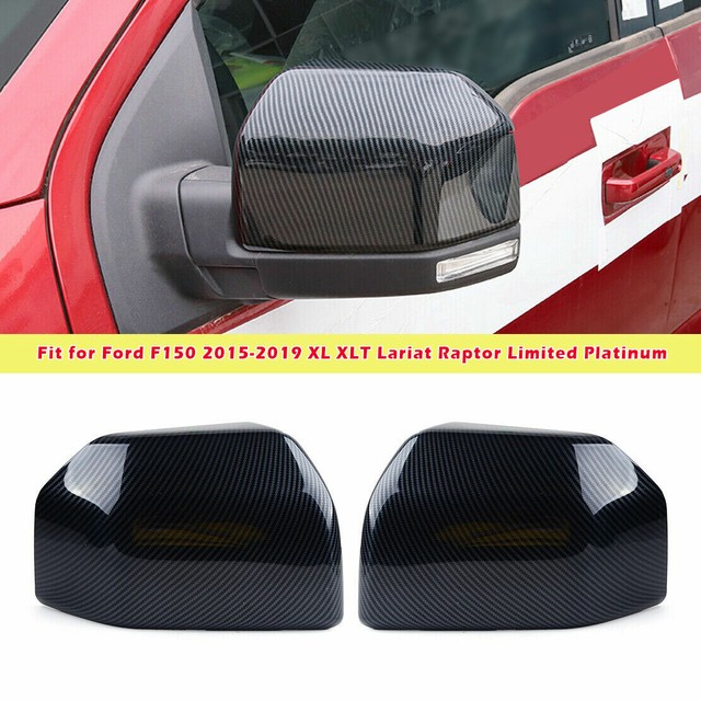 2X Carbon Fiber Grain Side Mirror Cover Trim For 201519 Ford F150